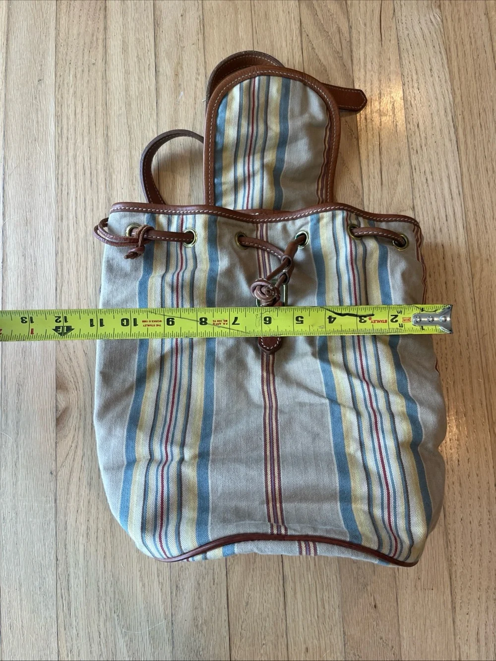 Vintage Polo Ralph Lauren Backpack Drawstring Striped Distressed Faded Look